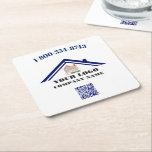 Square Personalized Custom Logo QR Code   Square Paper Coaster<br><div class="desc">Classic and Simple -- Your business logo and QR code plus phone number (or your text) on this handsome functional square paper coaster. You can match the color of your text and QR code to your business colors. Create and increase your brand awareness. No minimum order quantity and no setup...</div>