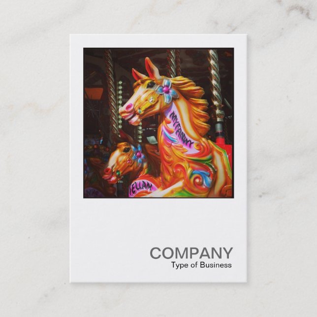 Square Photo 0441 - Merry-go-Round Horses Business Card (Front)