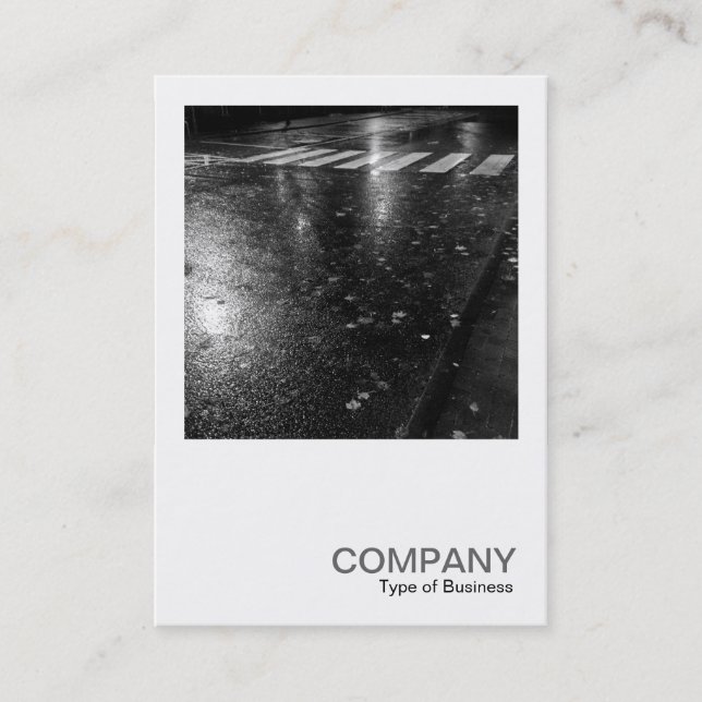 Square Photo 0558 - Wet Autumn Road at Night Business Card (Front)