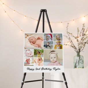 Square Photo Collage 10 Pictures Birthday Wedding Foam Board