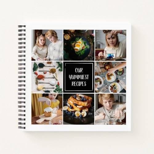 Square Photo Collage 8 Pics Family Recipes Notebook