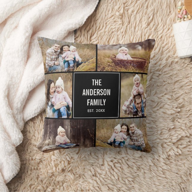 Square Photo Collage Custom Throw Pillow (Blanket)