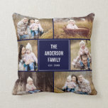 Square Photo Collage Custom Throw Pillow<br><div class="desc">Background color can be customized online (to any color!). Designed by Berry Berry Sweet {www.berryberrysweet.com}</div>