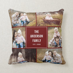 Square Photo Collage Custom Throw Pillow