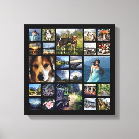 Square Photo Collage Grid With Your Pictures Canvas Print