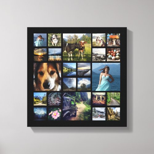 Square Photo Collage Grid with Your Pictures Canvas Print