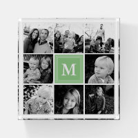 Square Photo Collage Mint Green Monogrammed Custom
