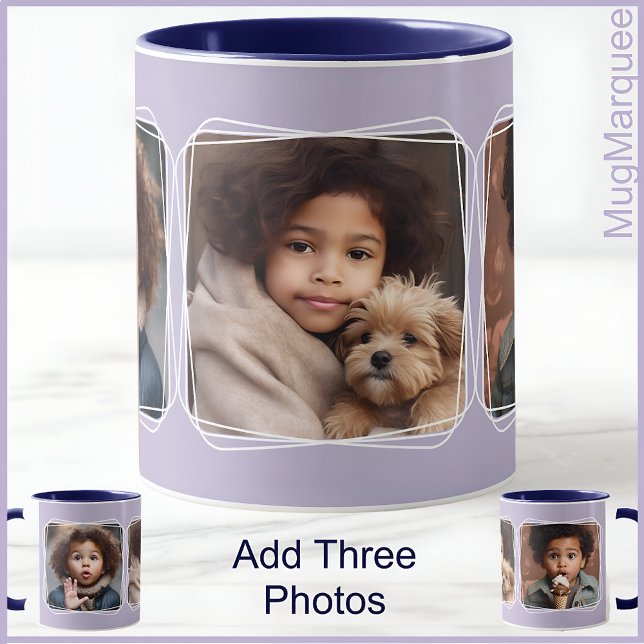 Square Photo Collage Modern Lilac C123 Mom Mother Mug (Creator Uploaded)