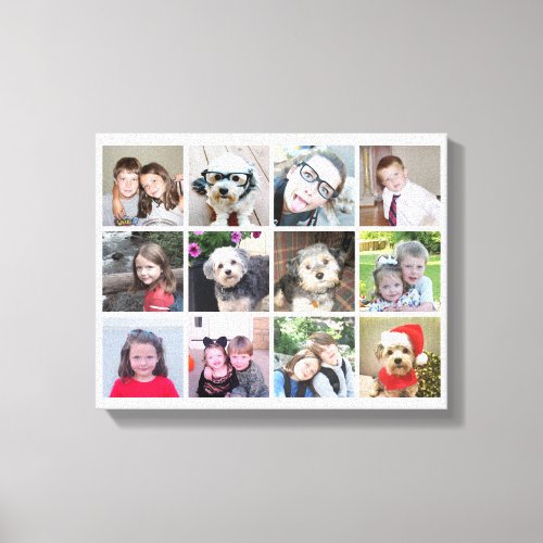 Square Photo Collage _ Up to 12 photos White Canvas Print