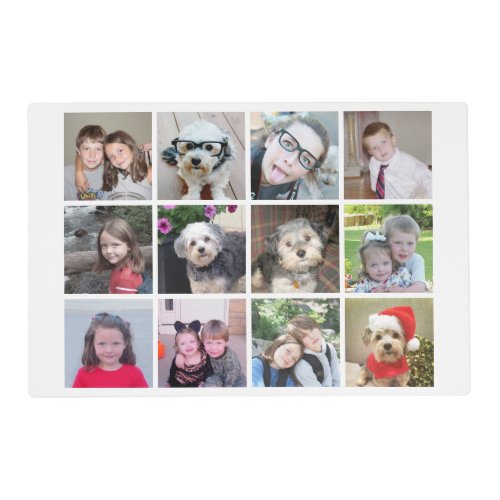 Square Photo Collage _ Up to 12 photos White Placemat