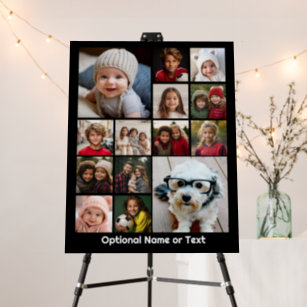 Square Photo Collage - Up to 14 photos Black Foam Board