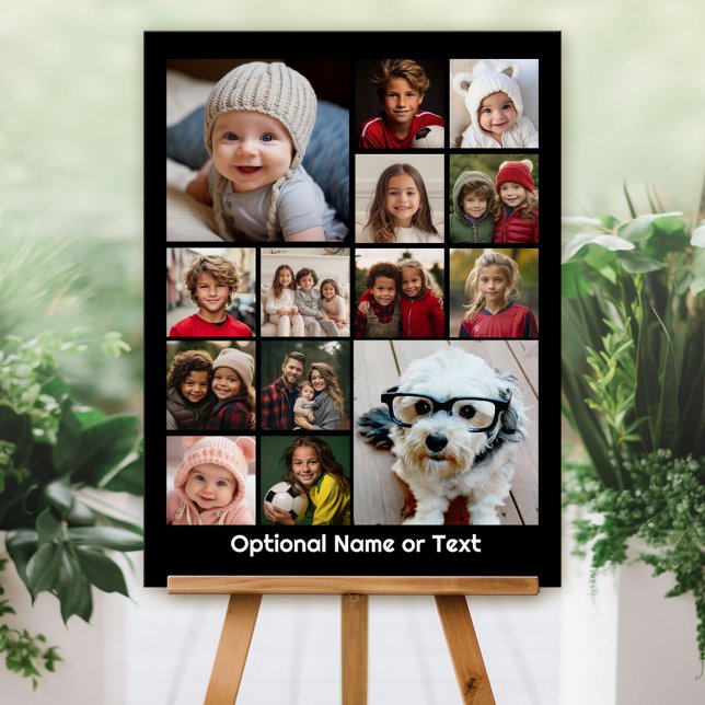 Square Photo Collage - Up to 14 photos Black Foam Board (Custom Foam Board - Sign for Celebration)