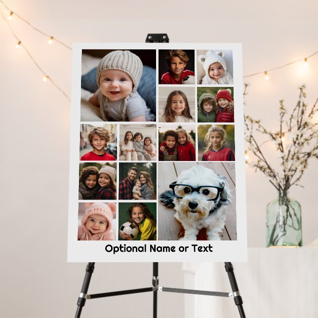 Square Photo Collage - Up to 14 photos Black Foam Board (In Situ (Stand))