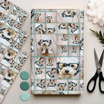 Square Photo Collage - Up to 14 photos Teal Green Wrapping Paper Sheets<br><div class="desc">If you crop your photo into a square before uploading, it will be easy to edit the design. A design with a basic background. Use up to fourteen square photos to create a unique and personal gift. If you need to adjust the pictures, click on the customize tool to make...</div>