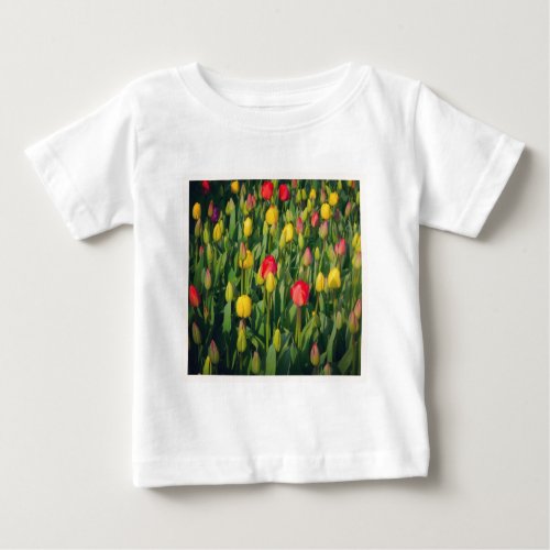Square Photo _ Colorful Tulips Baby T_Shirt