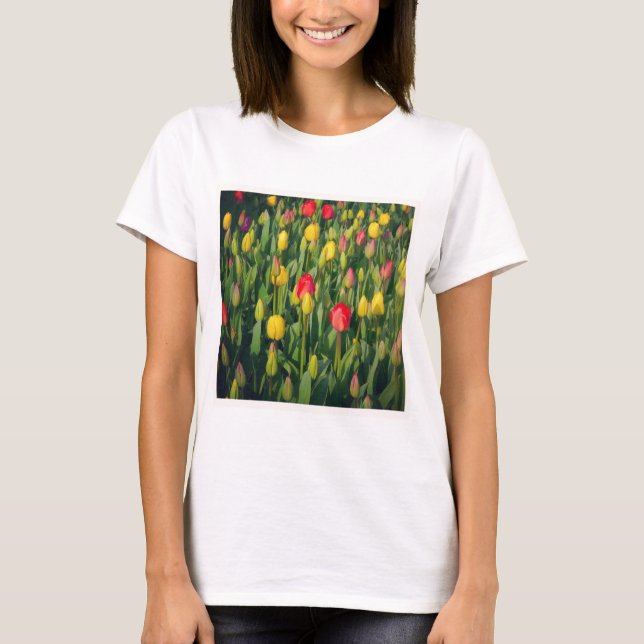 Square Photo - Colorful Tulips T-Shirt (Front)
