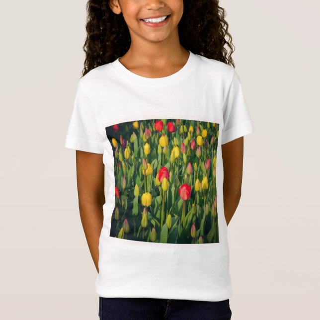 Square Photo - Colorful Tulips T-Shirt (Front)
