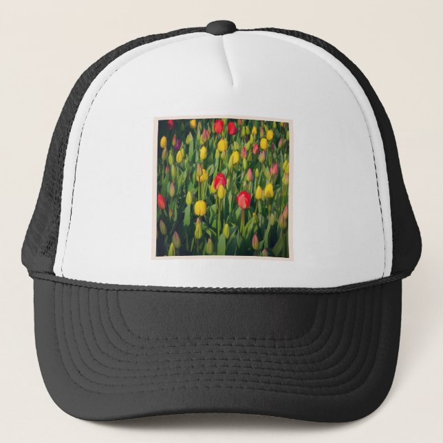 Square Photo - Colorful Tulips Trucker Hat (Front)