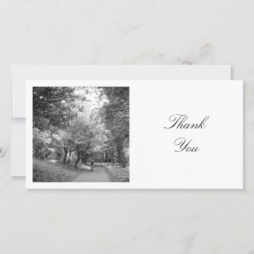 Square Photo _ Cycle Path BW Thank You Card