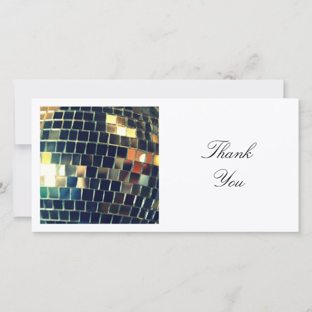Square Photo - Disco Ball Thank You Card (Front)