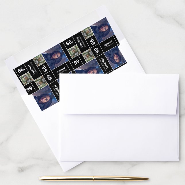 Square Photo Graduation Class Year Black Envelope Liner (Desk)