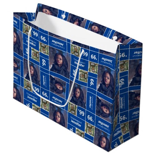 Square Photo Graduation Class Year Blue Large Gift Bag