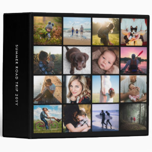 Square Photo Grid Instagram Collage Black 3 Ring Binder