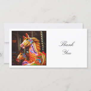 Square Photo - Merry-go-round Horses Thank You Card