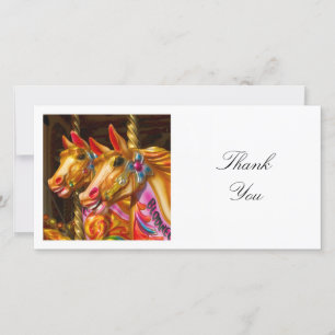 Square Photo - Merry-go-round Horses Thank You Card