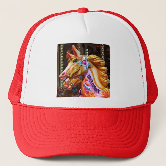 Square Photo - Merry-go-round Horses Trucker Hat (Front)
