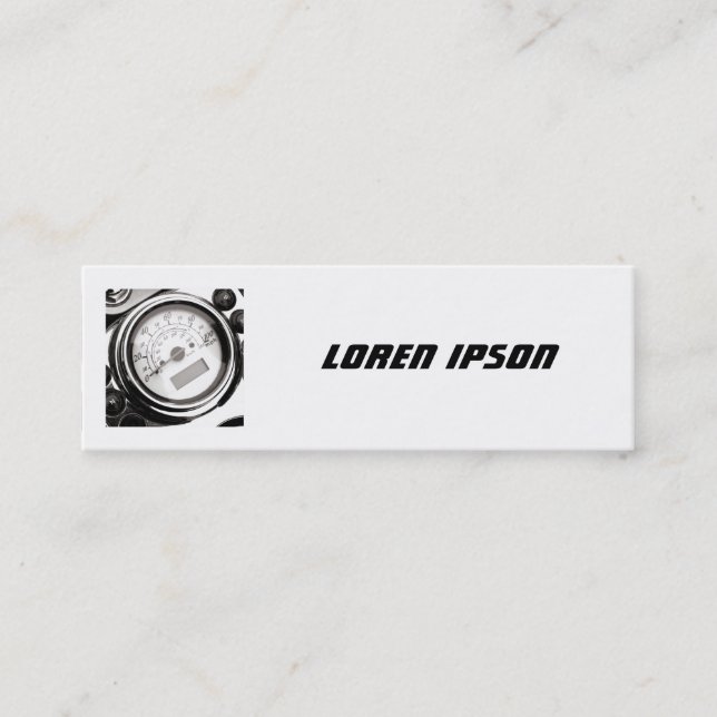 Square Photo - Motorcycle Speedometer Mini Business Card (Front)