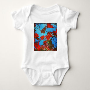 Square Photo - Red Autumn Leaves Baby Bodysuit