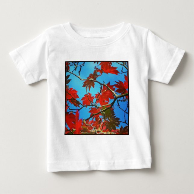 Square Photo - Red Autumn Leaves Baby T-Shirt (Front)