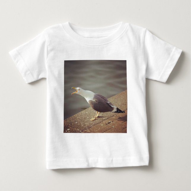 Square Photo - Squawking Seagull Baby T-Shirt (Front)