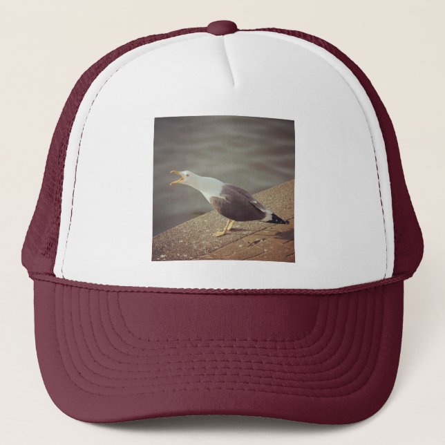 Square Photo - Squawking Seagull Trucker Hat (Front)