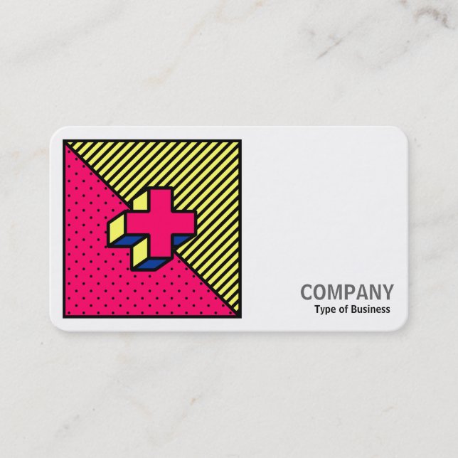 Square Photo (v2) - Neo-Memphis Style Cross Business Card (Front)