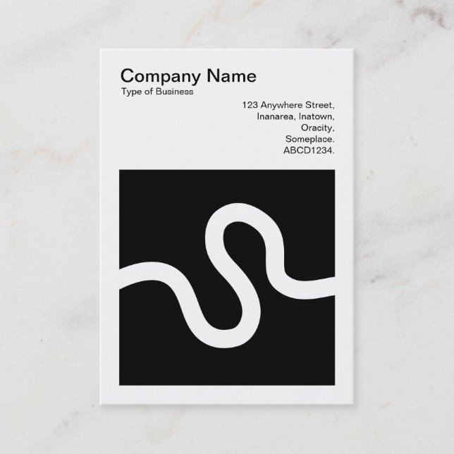 Square Photo (v3) - Curvy Line 02 - White on Black Business Card (Front)