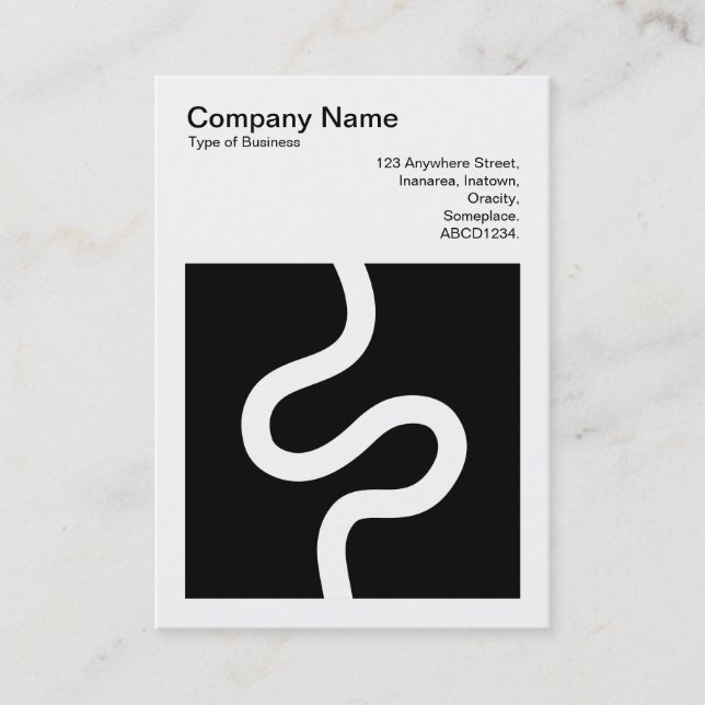 Square Photo (v3) - Curvy Line 02 - White on Black Business Card (Front)