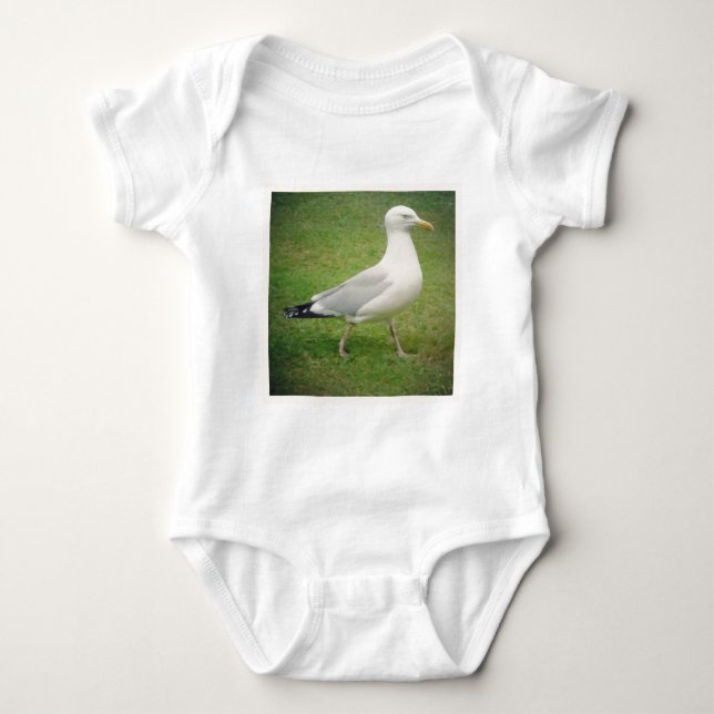 Square Photo - Walking Seagull Baby Bodysuit (Front)