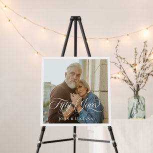 Square Photo White Border 50th Wedding Anniversary Foam Board