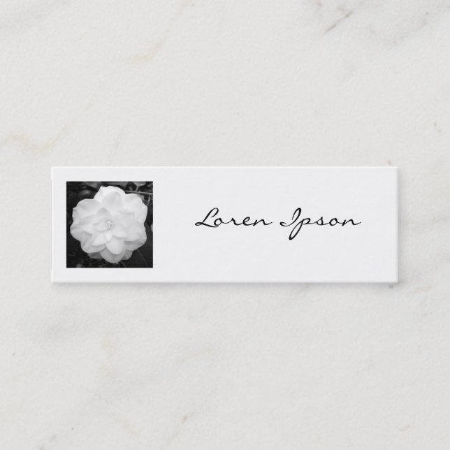 Square Photo - White Camelia Mini Business Card (Front)