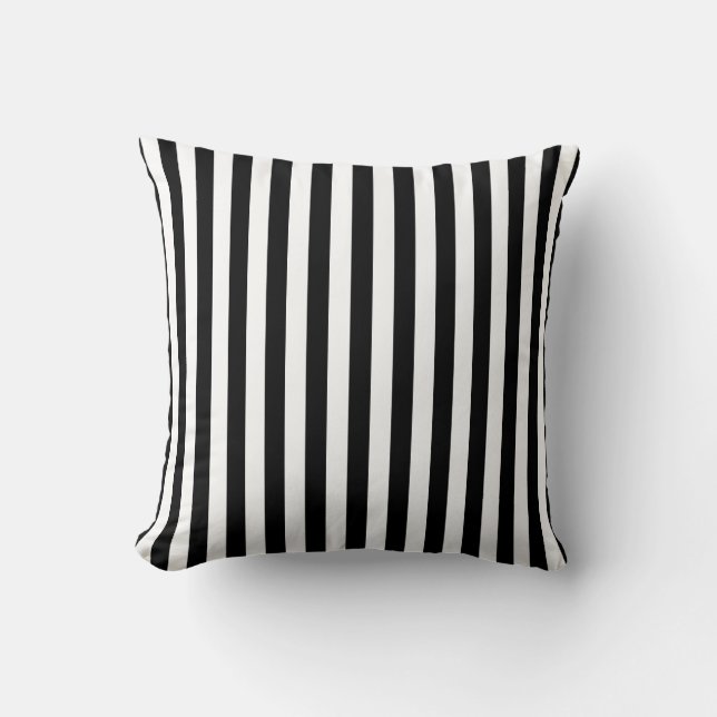 Square Pillow Black White Stripe (Front)