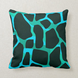 Square Pillow Teal Blue Green Black Animal Cow