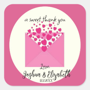 Square Pink and Ivory Wedding Party Favor Label