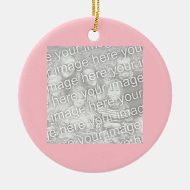 Square Pink Border Photo Ceramic Ornament (Front)