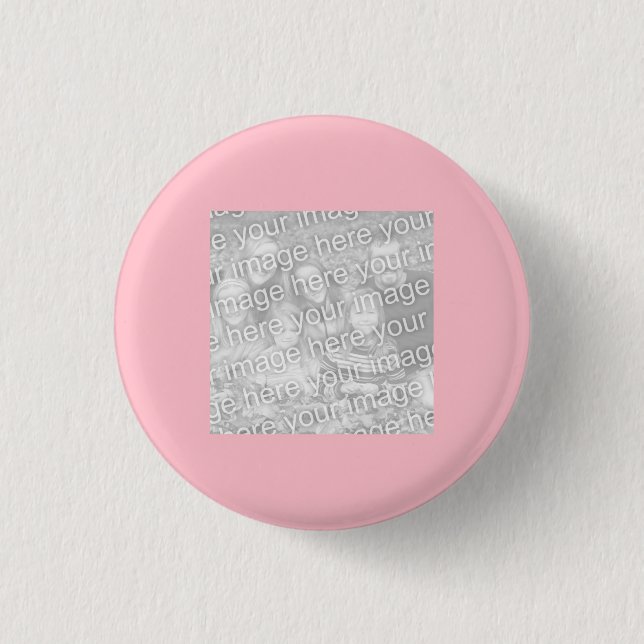 Square Pink Border Photo Pinback Button (Front)