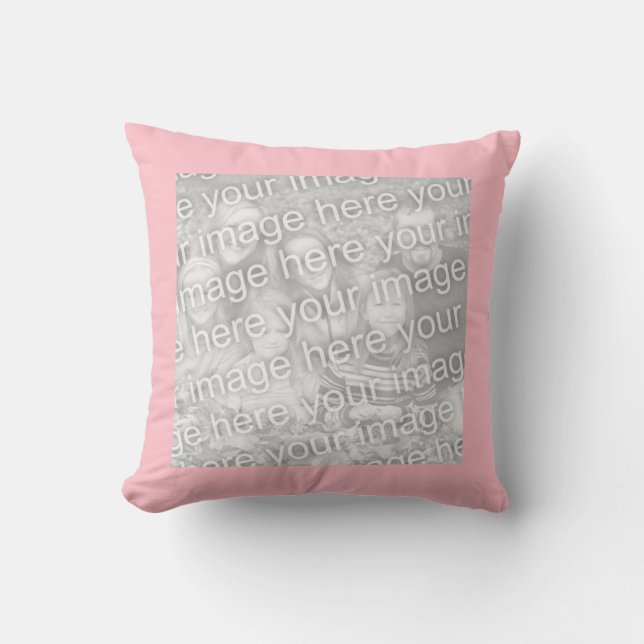 Square Pink Border Photo Throw Pillow (Front)