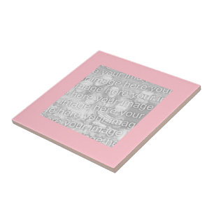 Square Pink Border Photo Tile