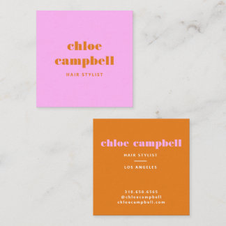 Square Pink & Orange, Colorful & Creative, Modern Square Business Card