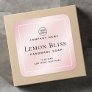 Square pink satin white border product label